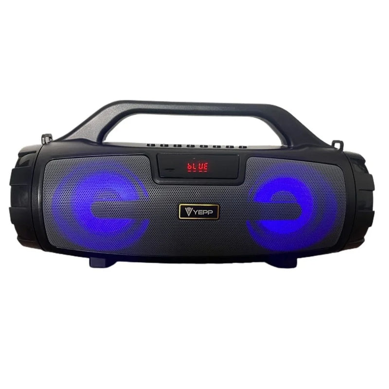 Caixa de Som Bluetooth Rádio FM AUX Recarregável Portátil Lazer LED Festa Luz de Lazer