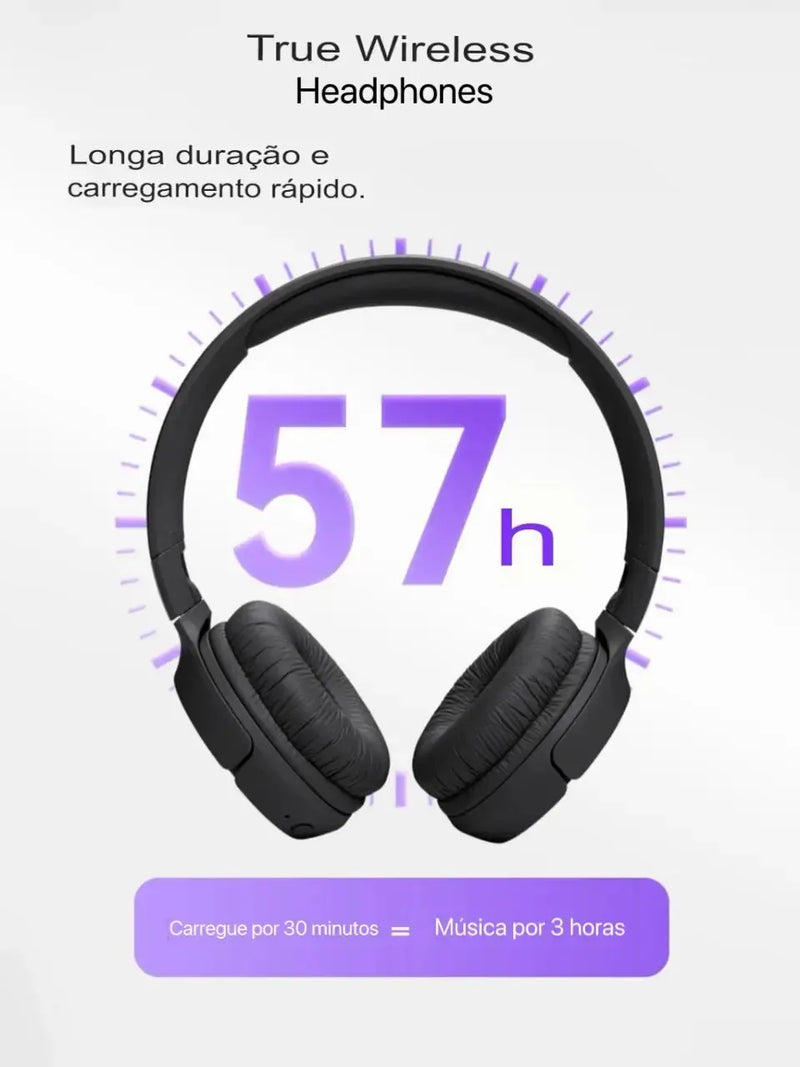 fones de ouvido bluetooth T520BT  sem fio com microfone, redução de ruído