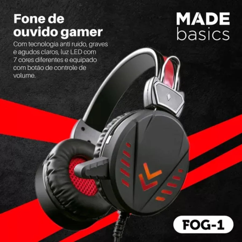 Headset RGB Iluminado Fog-1 - Som Imersivo e Estilo