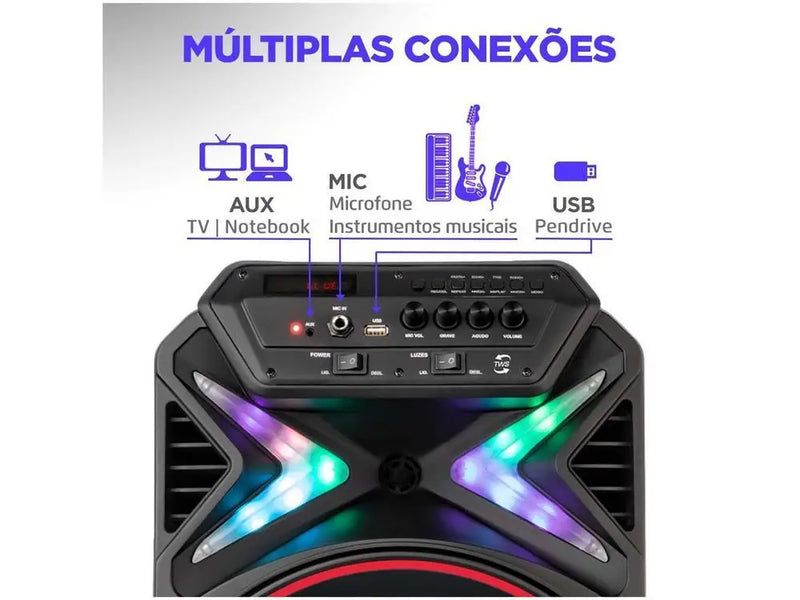 Caixa de Som Portátil Bluetooth Amplificada 400W com USB - Modelo CM-400 da Mondial