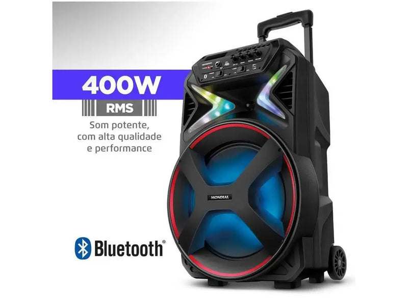 Caixa de Som Portátil Bluetooth Amplificada 400W com USB - Modelo CM-400 da Mondial