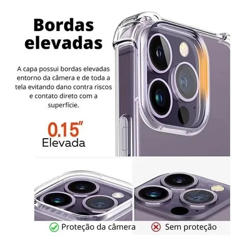 Kit Película De Vidro 3D iPhone 14 + Capa Capinha Anti Shock