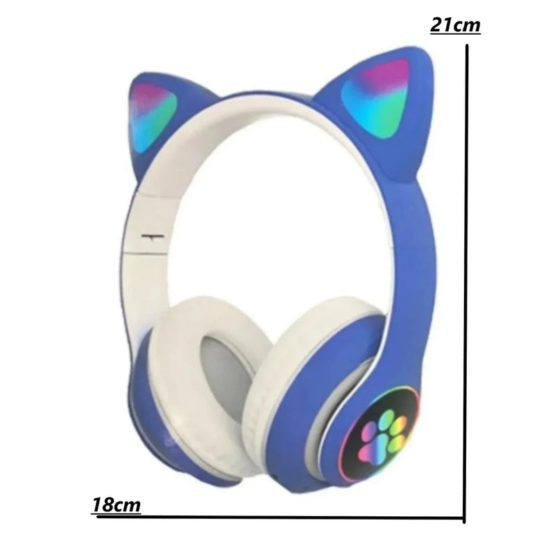 Fones de Ouvido Bluetooth Over-ear KA-910 com Design de Orelhas de Gatinho